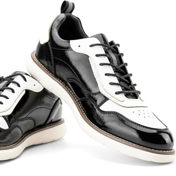 NEW! Men\'s Oxford Shoes, Dress Shoes Lace-up Wingtip Brogue Shoe-Black & White